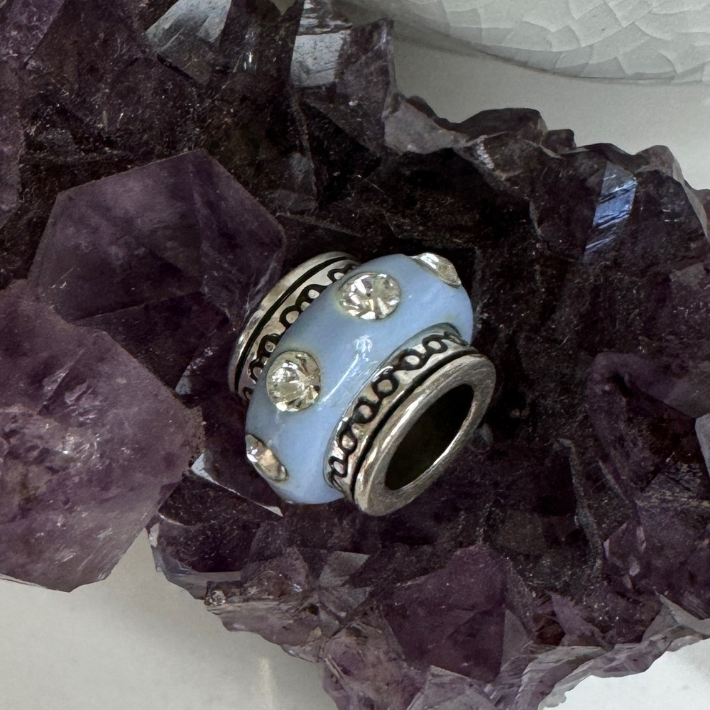 Brighton blue enamel crystal bead